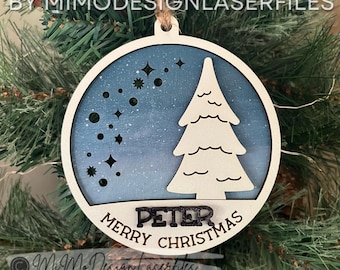 Christmas Tree Glow Up Ornament Laser Cut SVG + DXF | 2 Layered Single Line / Engraved Quick & Easy | Commercial Use | Digital Download