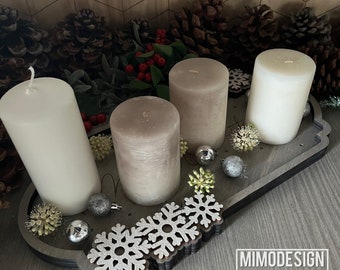 Snowflake Advent Candles Tray for candles, greenery, Christmas decoration, candy etc. DIGITAL FILES ONLY! All Lasers and Glowforge ready