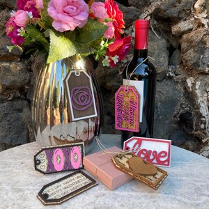 Valentine Tags for wine, gifts, chocolate, decor etc. bundle (Digital files only SVG + DXF)
