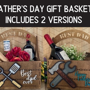 Father’s Day Tool basket crate box caddy for barbecue, wine, beer, tools, snacks and gifts laser cut Glowforge ready files Digital SVG DXF