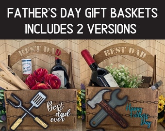 Father’s Day Tool basket crate box caddy for barbecue, wine, beer, tools, snacks and gifts laser cut Glowforge ready files Digital SVG DXF