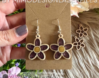 Flower Resin Fill Earrings SVG | Floral Laser Cut Earrings | DIY Jewelry Templates | Wooden Earring Blanks