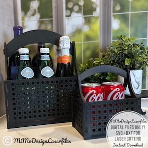 Rattan Lace Baskets Bundle Big + Mini for holding wine, decor, snacks, gifts, flowers etc. Digital SVG DXF laser + Glowforge ready cut files