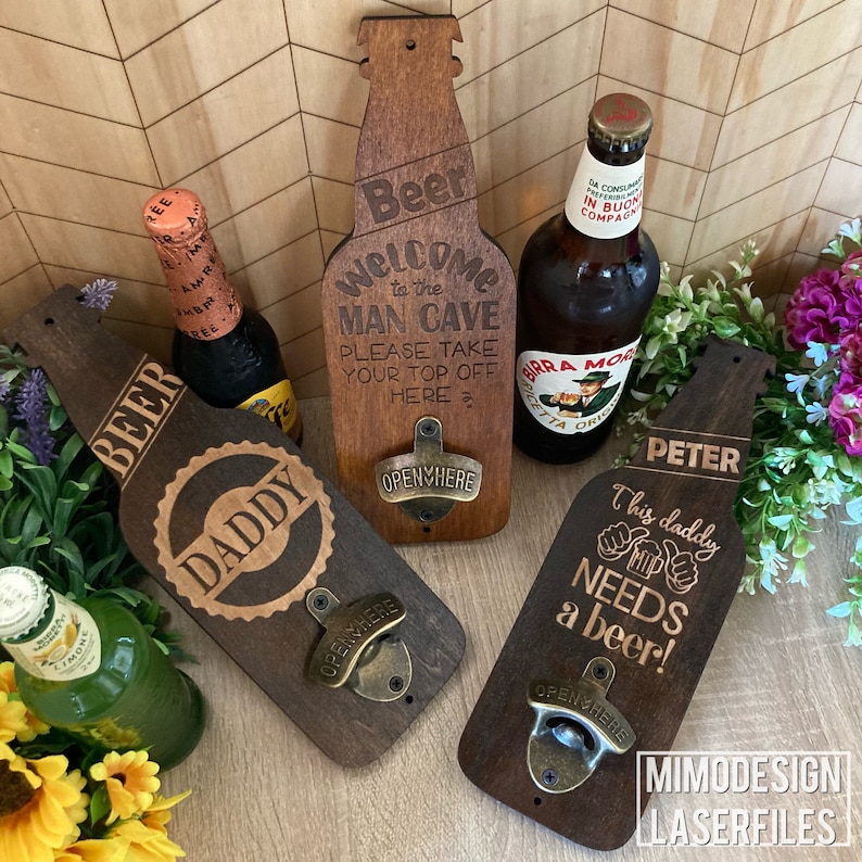 Dad Beer Bottle Shaped Wall Mounted Cap Openers for Etsy