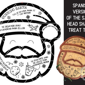 Père Noël espagnol Plateau de traite pour enfants, carottes, lait, biscuits tous notés, design doublé Fichiers de découpe numérique uniquement SVG DXF Glowforge prêt
