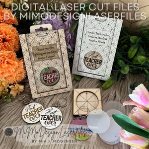 Lerarenwaardering sleutelhangerdooshouder, voor gegraveerd hout + acrylsleutelhangers incl. Jigs. Generieke beste leraar DIGITALE LASERBESTANDEN SVG DXF