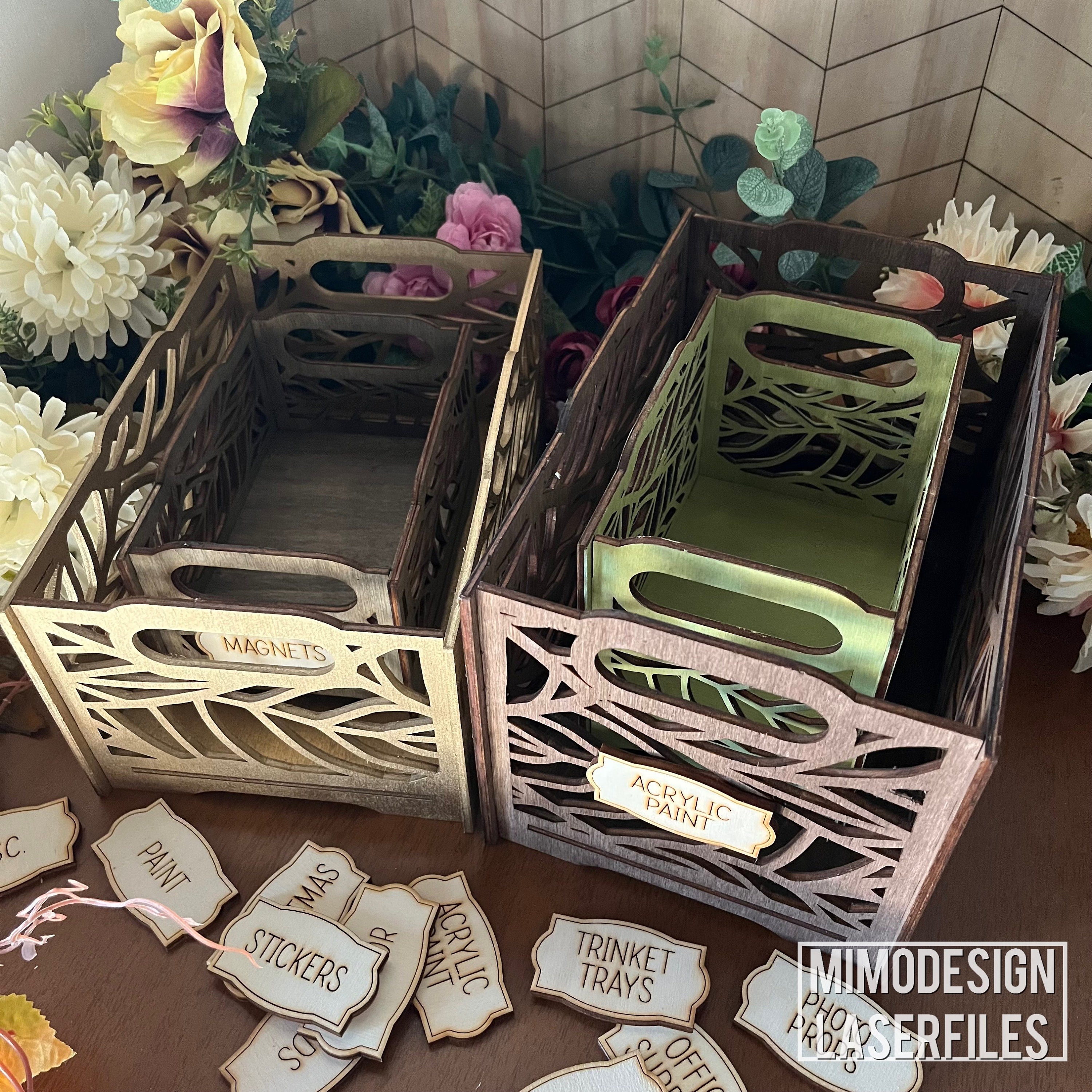 Stacking Leaves Pattern Boxes Crates, Baskets for Personalization ...