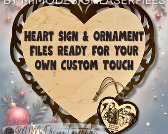 Heart Frame Sign + Ornament SVG | Laser Cut Heart Frame | Memorial & Family Photo Design | SVG DXF Files | Commercial Use