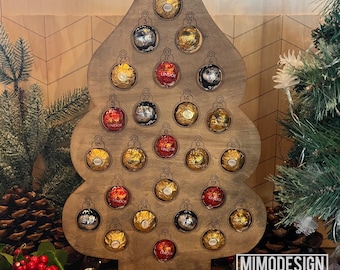25 or 24 Christmas Advent Calendar Tree for holding Chocolate and round Candy - digital cut files only SVG DXF Laser and Glowforge ready