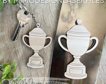 Trophy Keychain + Magnet SVG – Single Line Laser Cut & Score File – Paint Your Own DIY Gift I LightBurn Tested I Digital Download