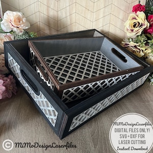 BUNDLE Small & Large Serving Trays with Interchangeable Sides and Bottom Inlays - Digital files only SVG + DXF for all Lasers and Glowforge