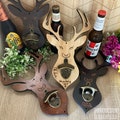 Deer Beer bottle shaped wall mounted cap openers for Father's Day with 3 engraved design laser cut files svg, dxf files only Glowforge ready