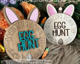 Easter Egg Hunt Countdown - Bunny Shaped tags or magnet with Carrot lever to spin around | LASER VECTOR FILES for laser cutting - All lasers