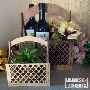 Arabesque Baskets Bundle Big + Mini for holding wine, decor, snacks, gifts, flowers etc. Digital SVG DXF laser + Glowforge ready cut files