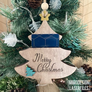 Giftcard Kerstboom Ornament incl. gescoorde cadeaukaart Digitale snijmappen alleen svg + dxf alle lasers en Glowforge klaar