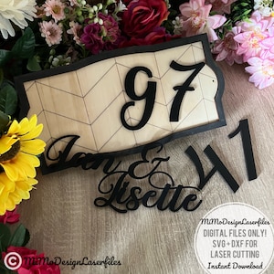 House Number / Name / Adress Sign with scored lines, numbers 0-9 layered design Rectangle DIGITAL FILES ONLY! All Lasers and Glowforge ready