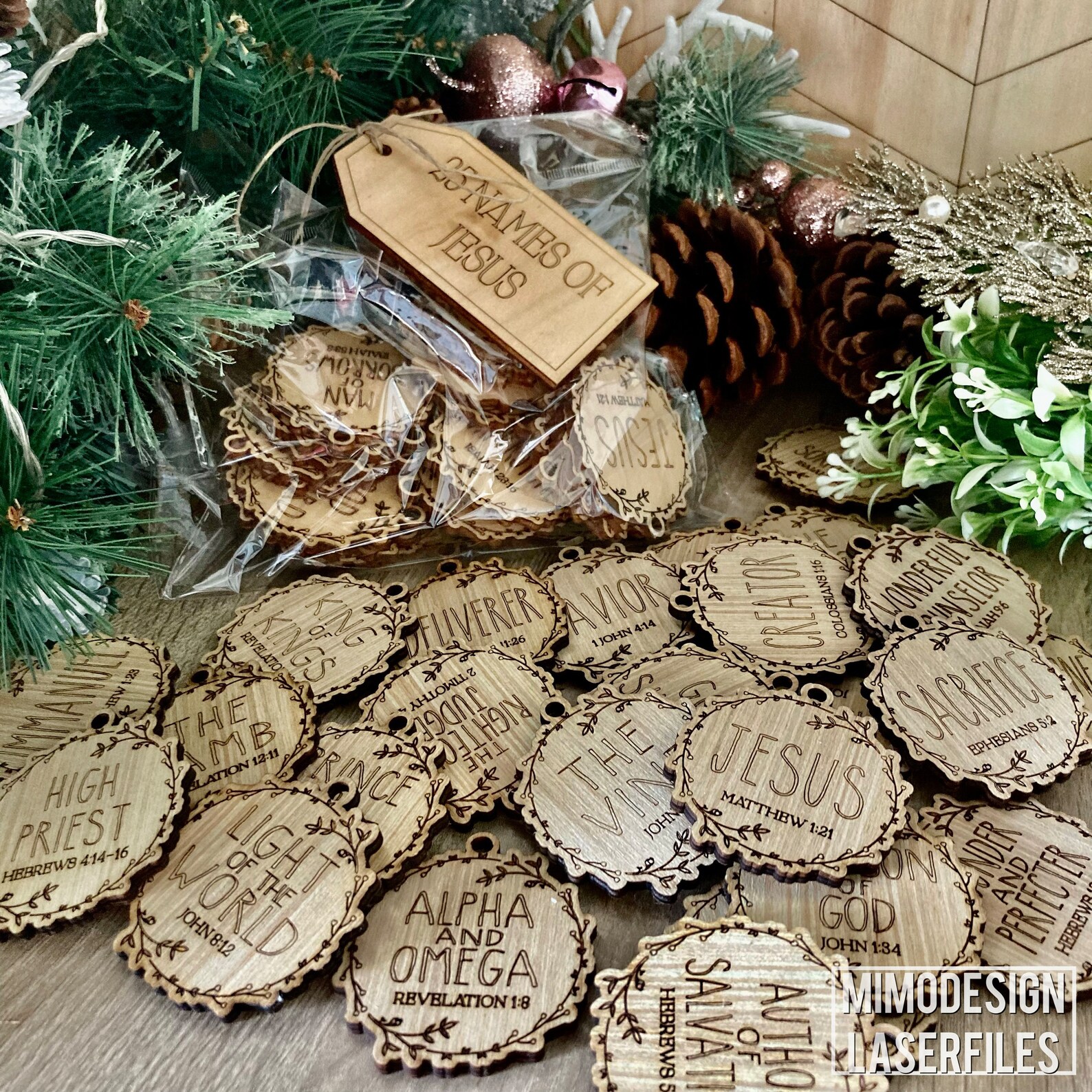 25 Names of Jesus Christ Ornaments Christian Religious Christmas