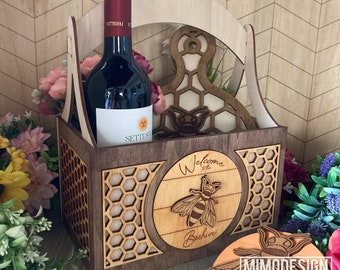 Bee & Honeycomb Add-On | Interchangeable Basket Insert | SVG + DXF Laser Cut Files for Beehive Decor | MiMo Design