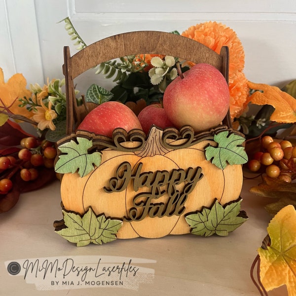 Pumpkin Autumn / Fall Baskets Bundle Big + Mini for holding wine, decor, snacks, gifts, flowers etc. Digital Laser Cut Files Only! SVG DXF