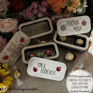 Teachers Appreciation 3 pcs Chocolate Candy Box with multiple options Digital laser cut files only SVG + DXF All lasers + Glowforge ready