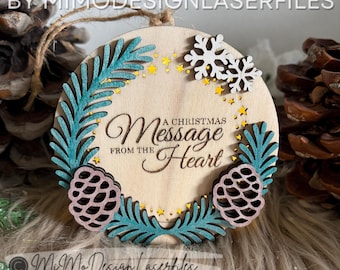Pinecone Lightning Voice Message Ornament SVG, Fairy Light Christmas Ornament, Recordable Keepsake, Laser Cut Files SVG DXF