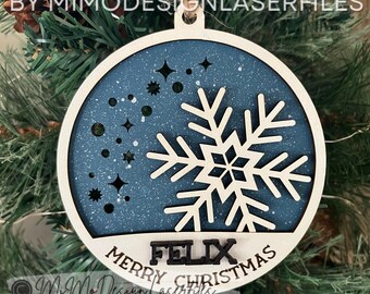 クリスマス スノーフレーク グロー アップ オーナメント レーザー