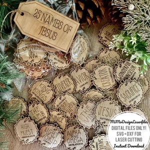 25 Names of Jesus Christ Ornaments, religious, Christian God Christmas ornament scored designs * Digital SVG laser files - Glowforge ready *