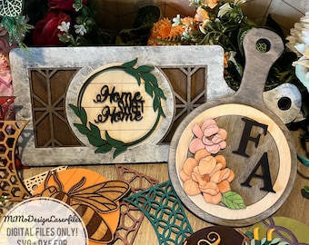 Interchangeable Cutting Boards | Round & Square for Basket + Box Add-Ons | Laser Cut SVG DXF Files for Glowforge, xTool and All Lasers
