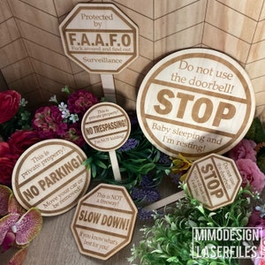 Gazonbord / deurhanger Bundel van 12 FAAFO, Keep Out, Vertragen, Geen overtreding, Stop Digitale lasergesneden bestanden alleen svg dxf Glowforge klaar