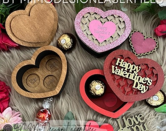 Heart Shaped Valentines Chocolate Boxes With Bottom Statements