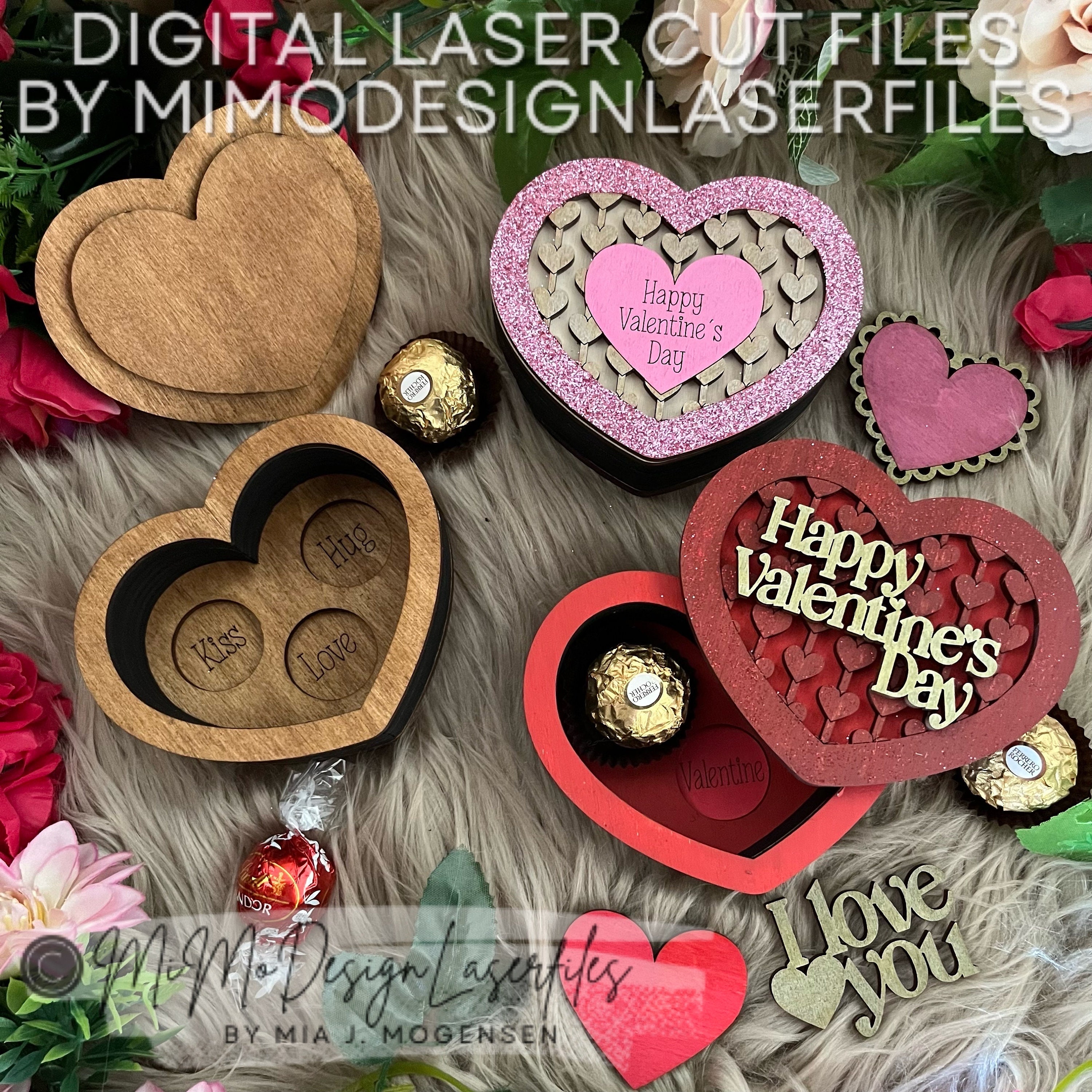 Heart Shaped Valentines Chocolate Boxes With Bottom Statements