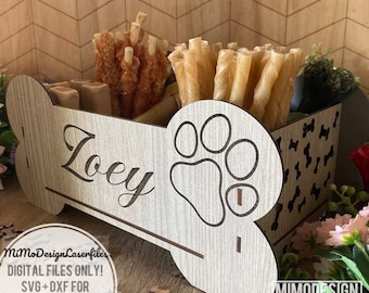 Dog Bone Treat Box SVG | Dog Toy Storage Box Laser Cut File | Paw Print Design | SVG DXF