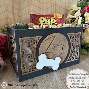 ADD ON Dogs design with Pawprint pattern for the interchangeable baskets/boxes laser cut digital files only svg + dxf