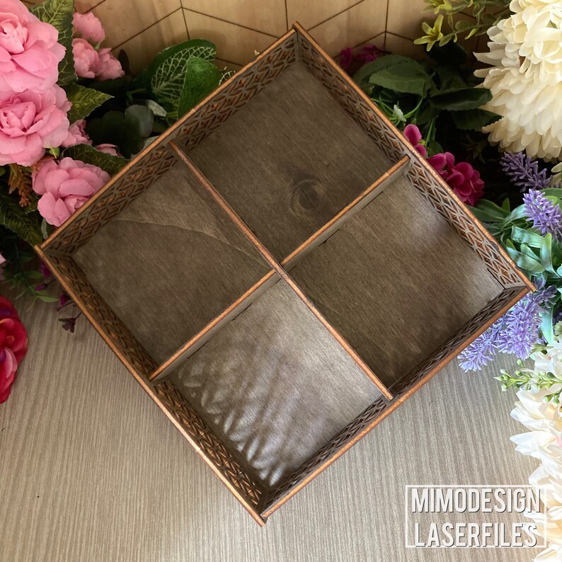 Divided 4 Room Decorative Tray / Caddy With Chic Pattern for - Etsy