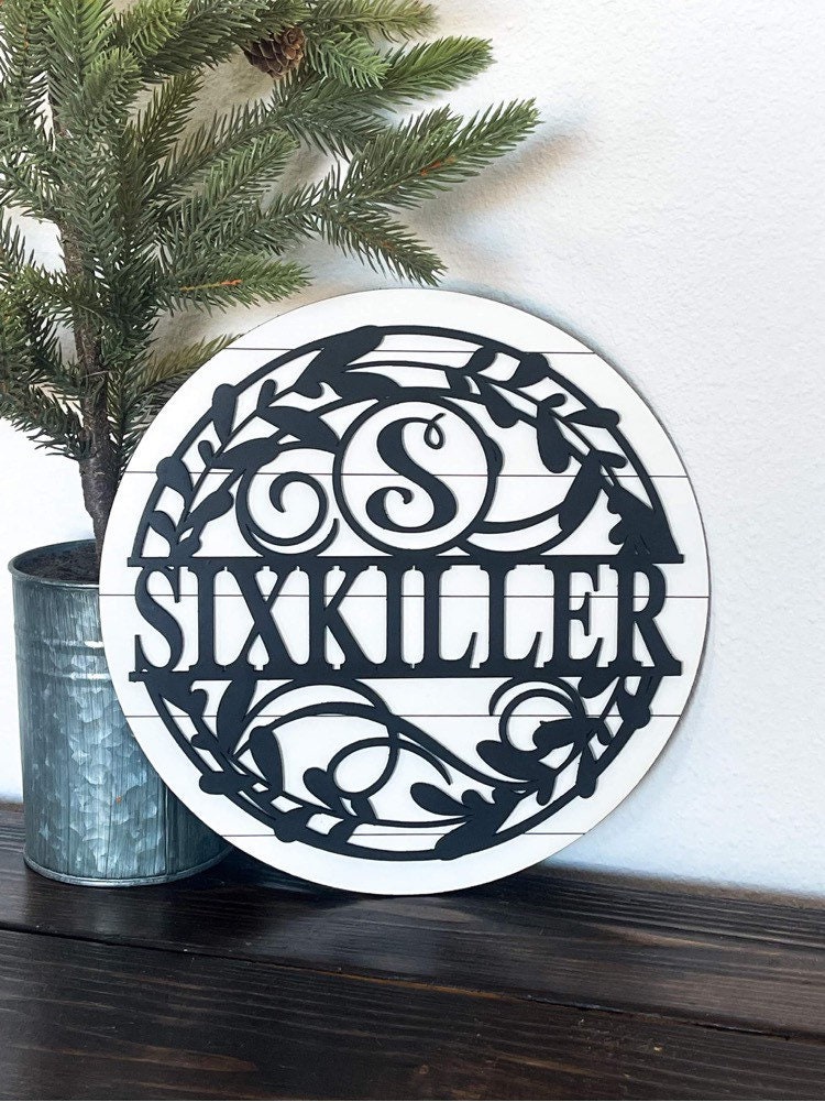 Split Monogram Familyname Name Design Sign Door Hanger | Etsy