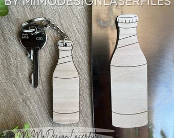 Beer Bottle Keychain + Magnet SVG – Single Line Laser Cut & Score File – Paint Your Own DIY Gift I LightBurn Tested I Digital Download