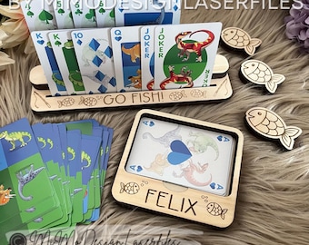Go Fish Card Holder & Points Holder SVG DXF – Laser Cut File for Kids Card Game, Family Board Game, Card Organizer, DIY Laser Project