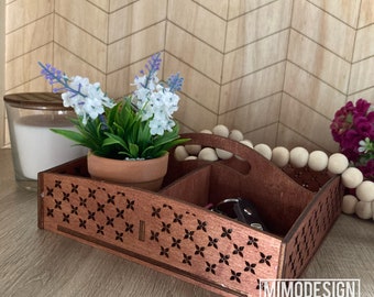 Divided decorative trays with beautiful laser cut pattern for home decor, valet, trinket tray, keyholder, laser cut files only SVG + DXF