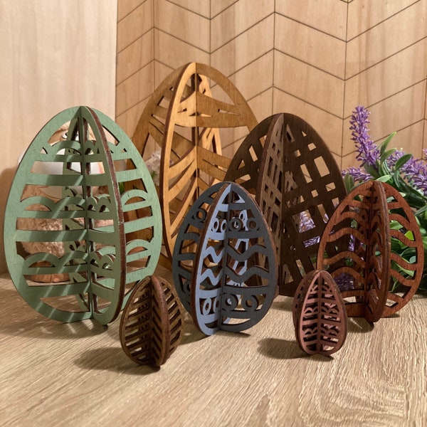 3D standing Easter Eggs Bundle, shelf sitters, home decor - 4 sizes, 6 designs DIGITAL FILES ONLY for cutting on all lasers and Glowforge