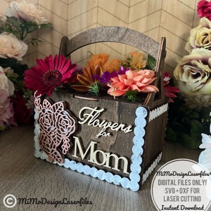 Blumen- und Perlenkorb zum Blumenpflücken und zum Muttertag und anderen Anlässen – digitale Schnittdateien SVG + DXF, alle Laser und Glowforge bereit
