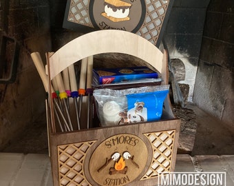S’mores Station Add-On | Diamond Pattern & Campfire Designs for Interchangeable Basket and Boxes | Laser Cut SVG + DXF Files
