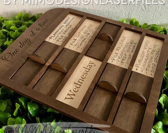One Day at a Time Weekly Planner SVG | Sliding Door Organizer | Laser Cut Productivity Board | Digital Files for All Lasers (SVG + DXF)