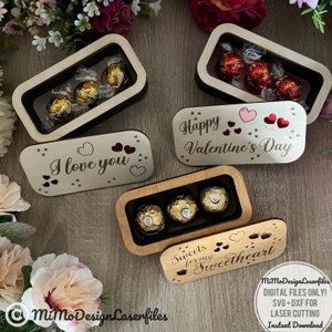 Déclaration 3 pcs Chocolate Candy Box avec plusieurs options pour créer des fichiers numériques découpés au laser uniquement SVG + DXF Tous les lasers + Glowforge prêt
