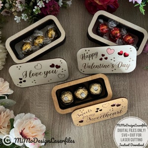 Statement 3 pcs Chocolate Candy Box with multiple options for making Digital laser cut files only SVG + DXF All lasers + Glowforge ready