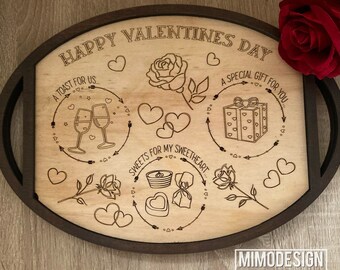 ADD ON Valentine’s Day love treat tray for interchangable seasonal decor tray, scored * Digital laser files only svg + dxf * Glowforge ready