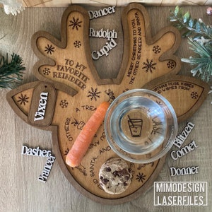Nikolaus Rentier Leckerli Tablett für Kinder, Möhren, Wasser, Kekse ALLE genotet, liniert svg design tray Digitale Plotterdateien nur SVG DXF Glowforge fertig