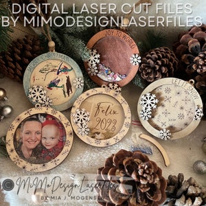 Snowflake Shaker, Photo, Drawing, Keepsake, Statement, Monogram, Versatile Ornaments Bundle * Digital Laser Cut Vector Files only svg + dxf