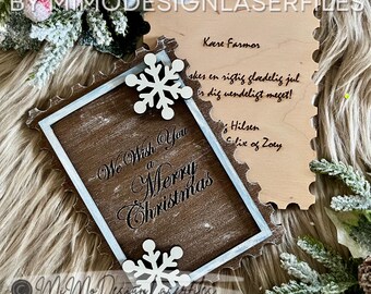 Layered Christmas Card SVG – Postage Stamp Design – Holiday Card Template, Laser Cut File for lasers like Glowforge, Monport, xTool etc.