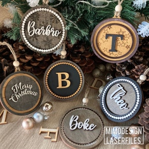 Beaded Frame Christmas Ornaments Bundle for monogram, letters, name, text etc. Digital files only svg + dxf all laser and Glowforge ready