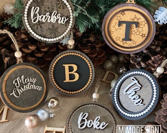 Beaded Frame Christmas Ornaments Bundle for monogram, letters, name, text etc. Digital files only svg + dxf all laser and Glowforge ready
